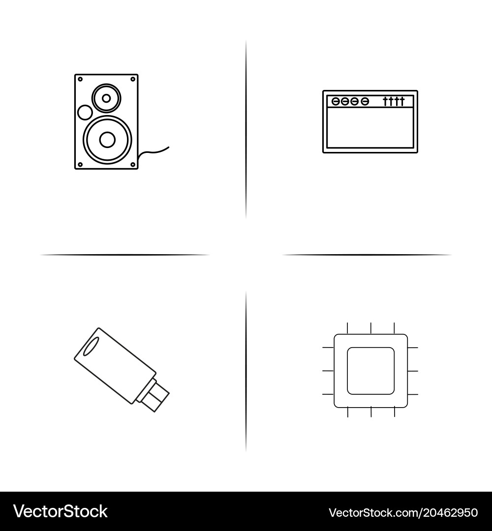 Devices simple linear icon set outline icons vector image