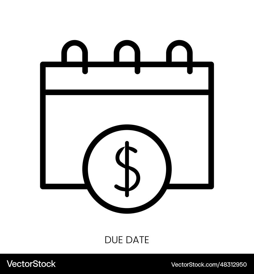 Due date icon line art style design isolated Due date icon line art style design isolated Vector Image