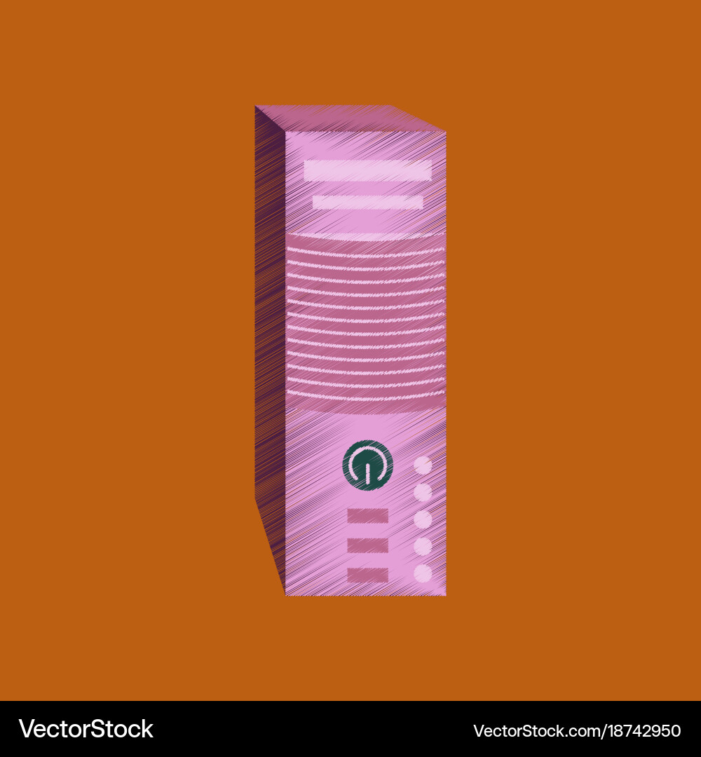 Flat shading style icon computer processor vector image
