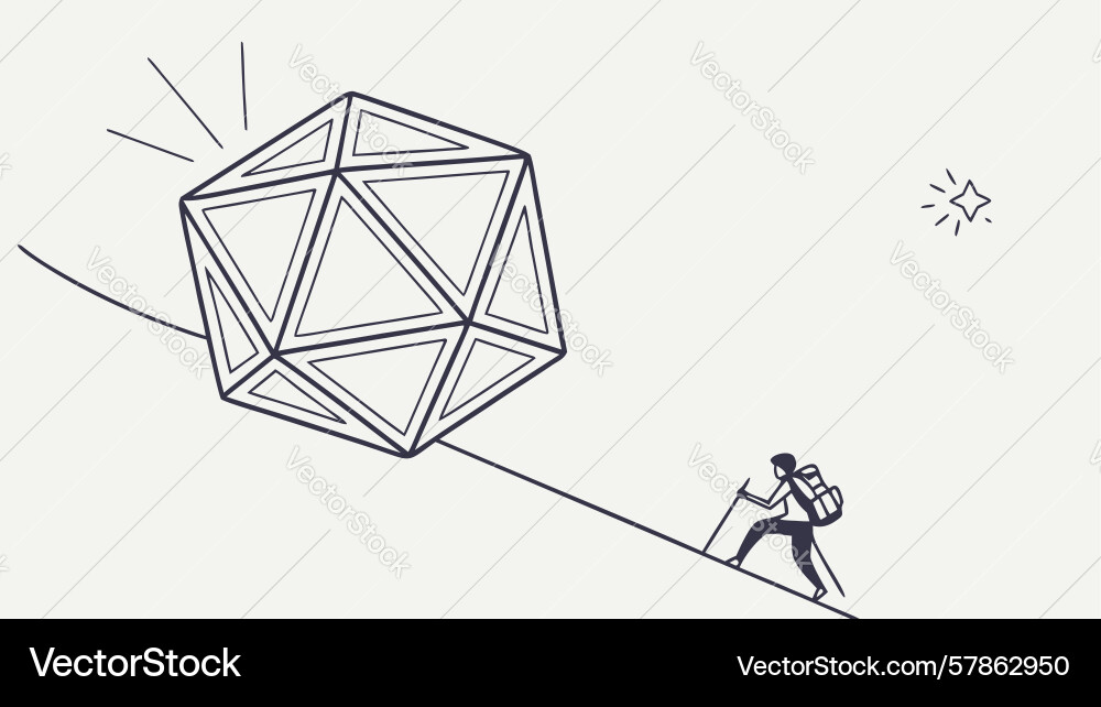 Giant d20 dice rolling in a dynamic game Vector Image