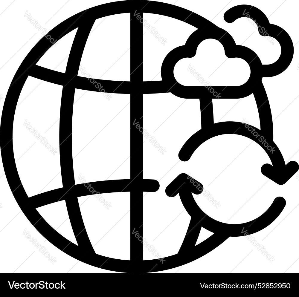 Global cloud computing synchronizing data around vector image