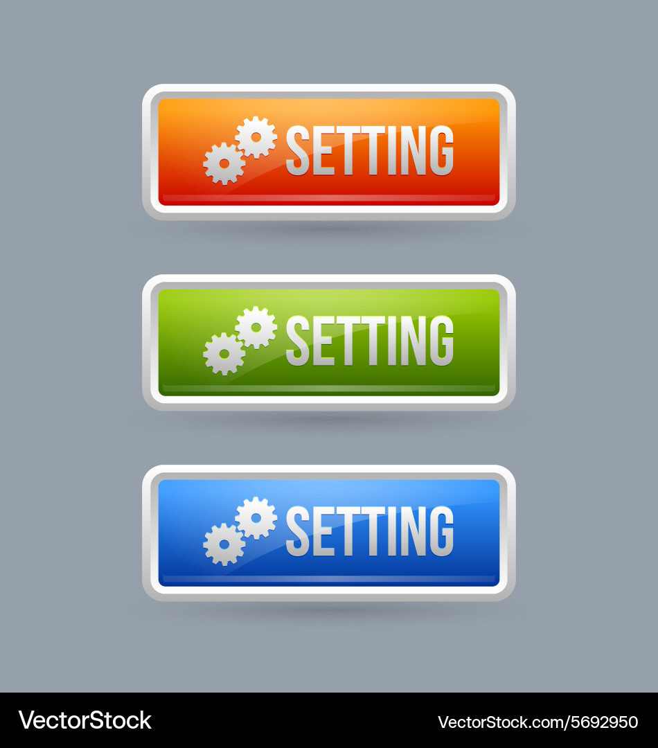 Glossy setting buttons vector image