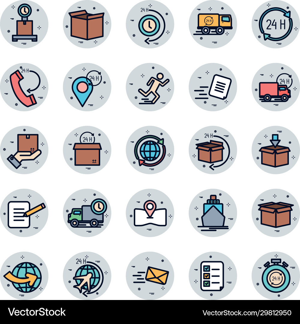Isolated delivery fill block style icon set Isolated delivery fill block style icon set vector image