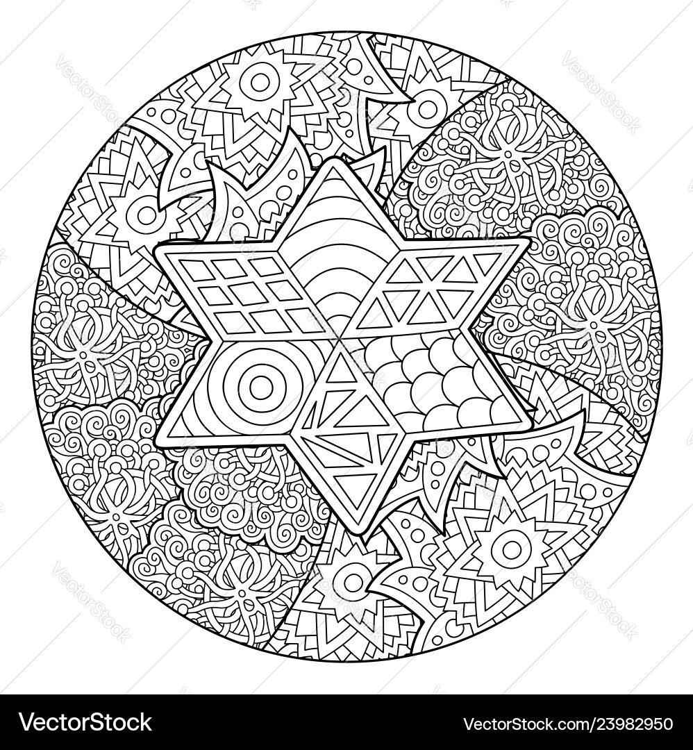 Linear Eastern Pattern Coloring Page Royalty Free Vector