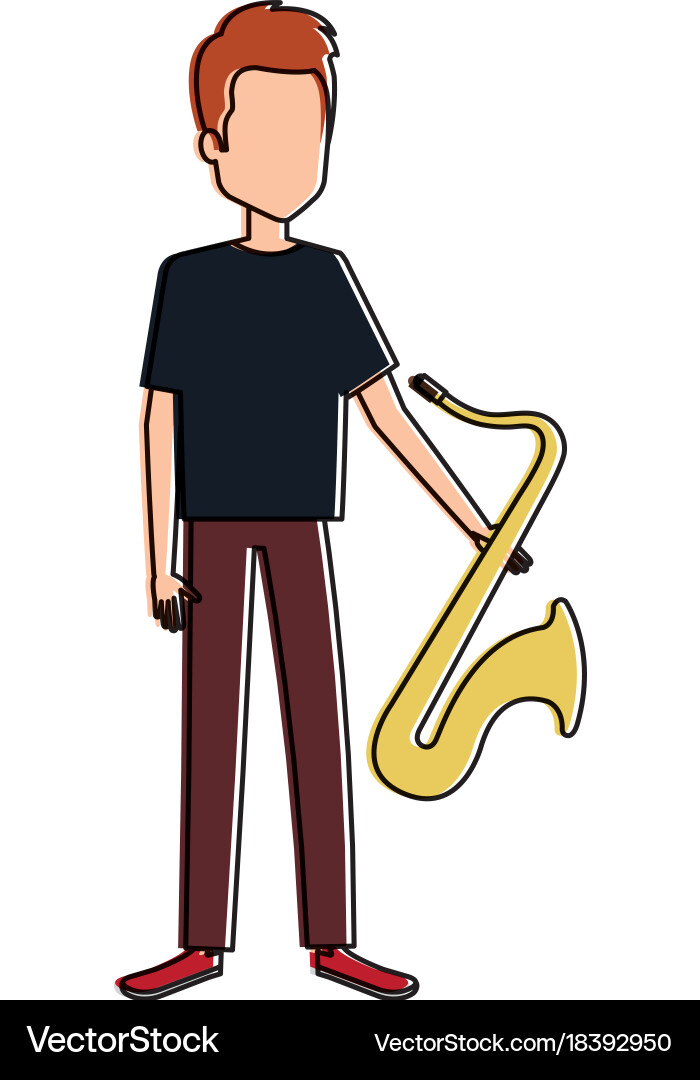 Man playing saxophone character Vector Image