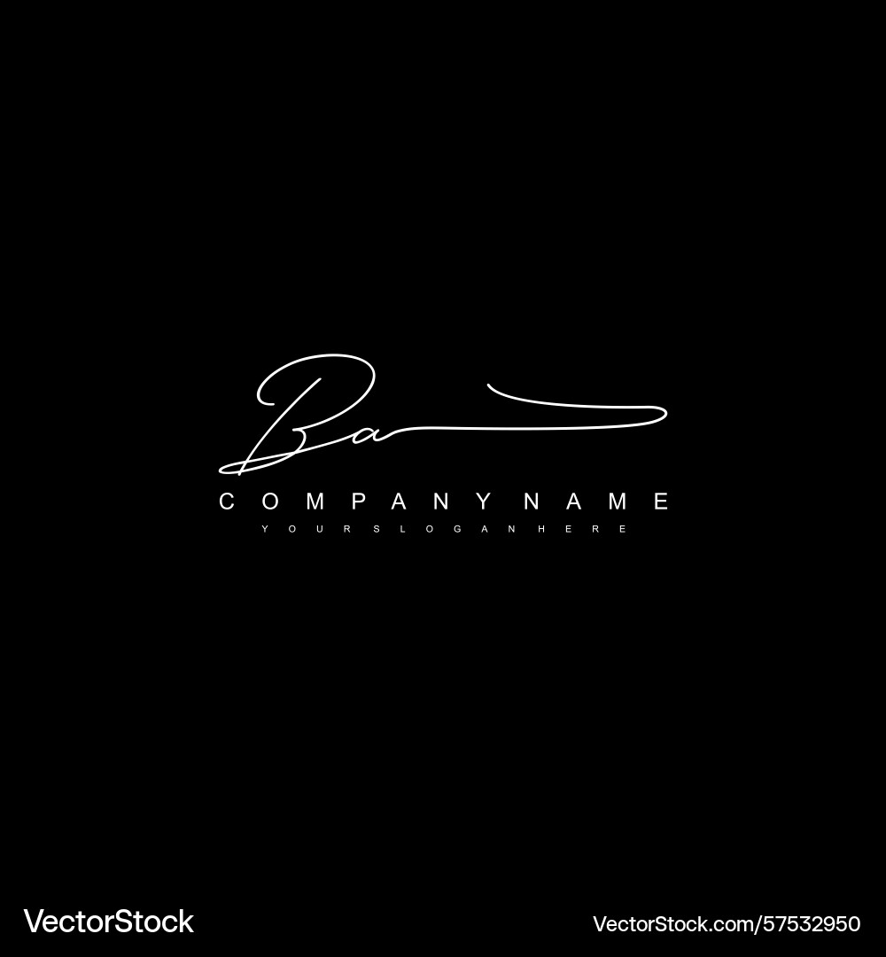 Minimal signature logo design with ba initials Minimal signature logo design with ba initials Vector Image
