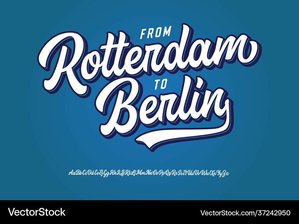 Original brush script font retro typeface Original brush script font retro typeface vector image