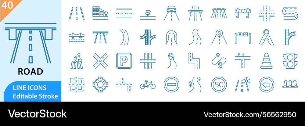 Road icon set Vector Image