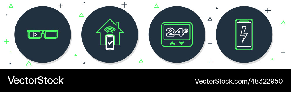 Set line smart home remote control system Vector Image