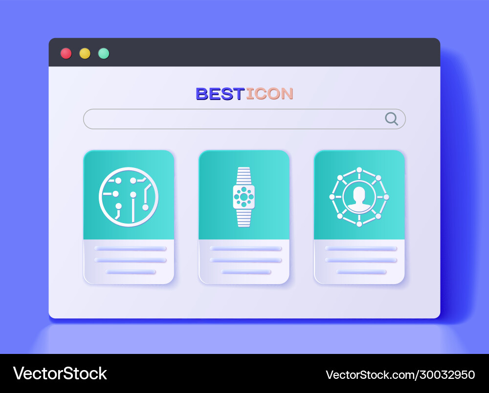 Set smartwatch processor and project team base Set smartwatch processor and project team base vector image