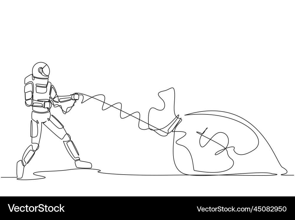 Single continuous line drawing of astronaut Single continuous line drawing of astronaut Vector Image