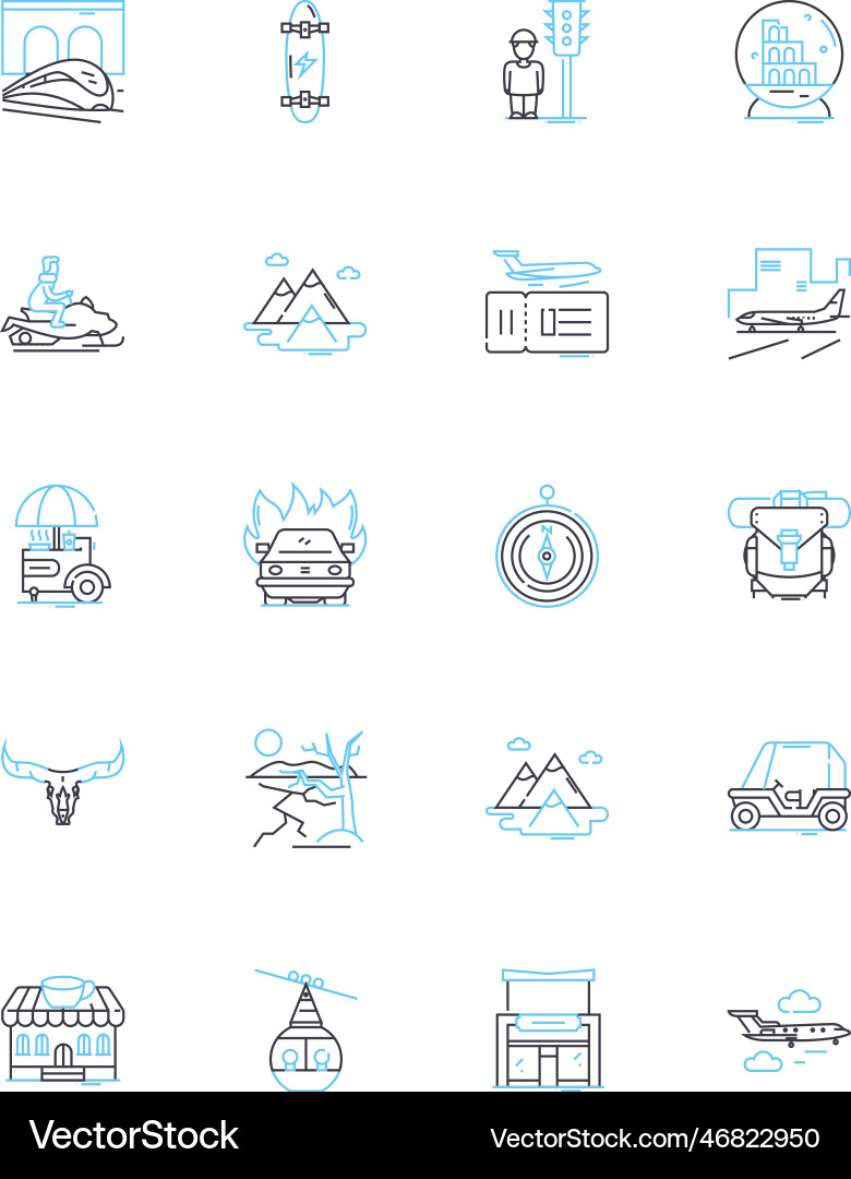 Swift flight linear icons set velocity swiftness vector image