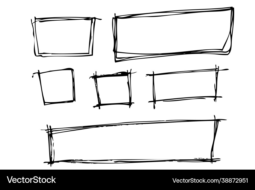6 scribble hand draw sketch square and rectangle Vector Image