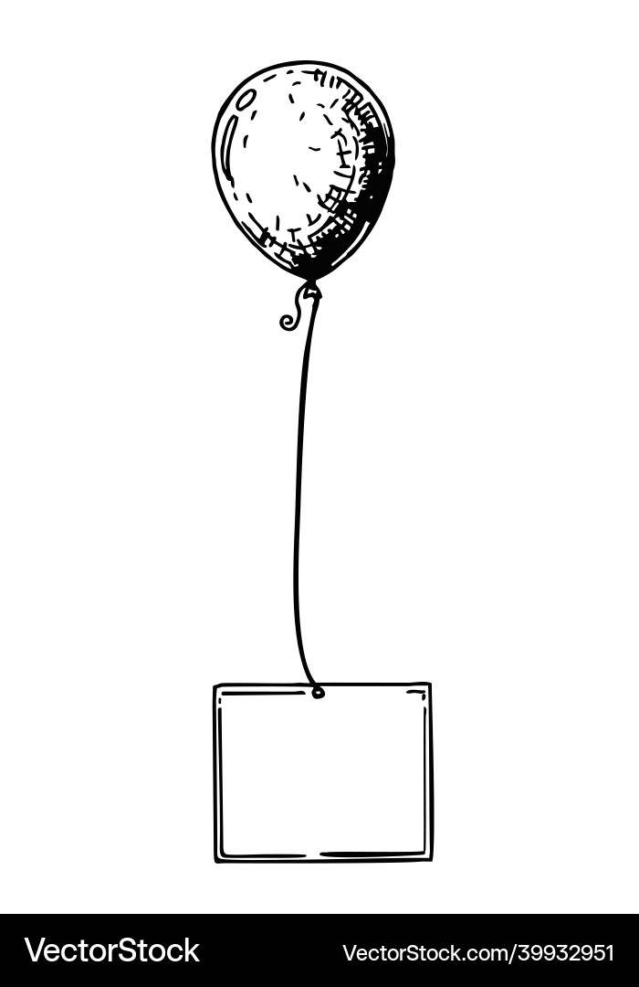 Balloon inflatable ball on a string sketch vector image