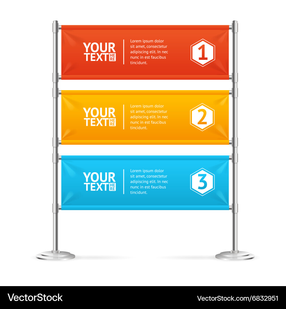 Blank banner flags colorful horizontal with text Vector Image