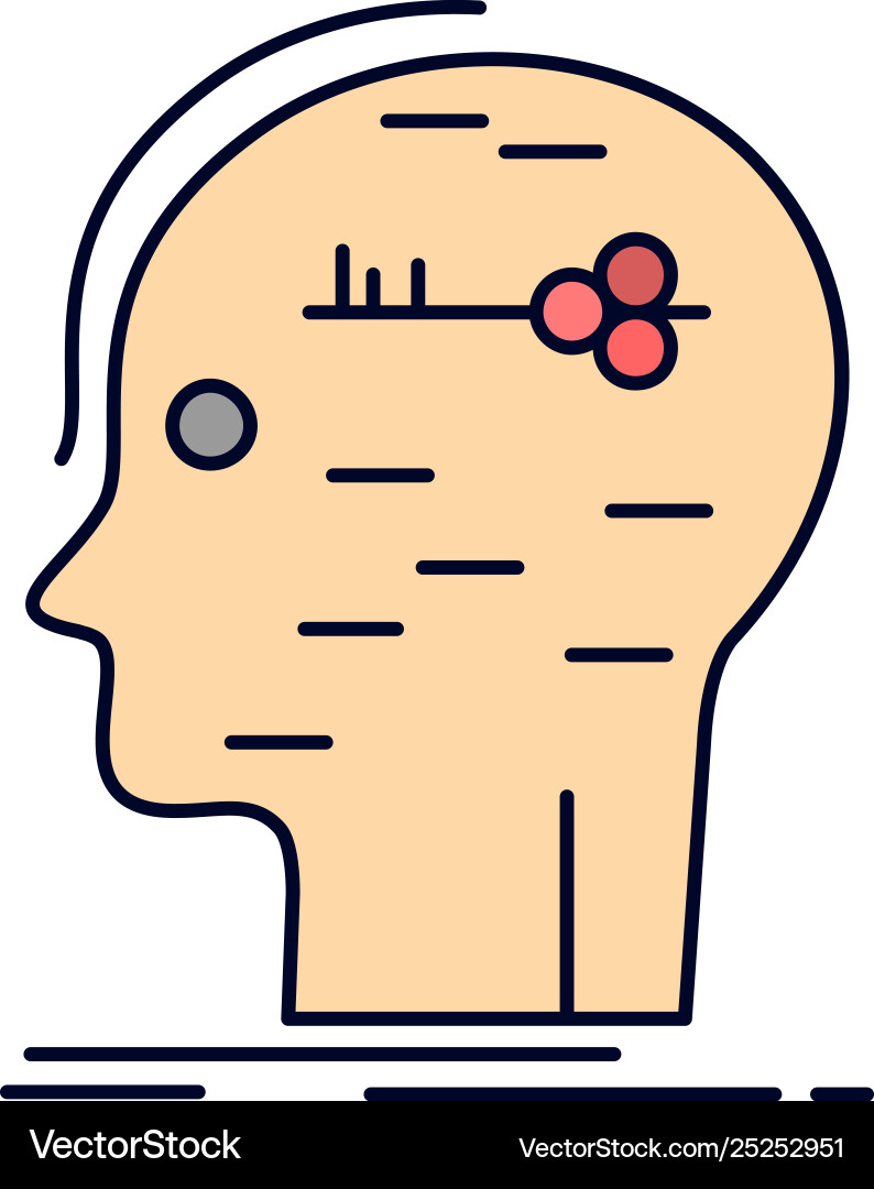 Brain hack hacking key mind flat color icon Brain hack hacking key mind flat color icon vector image