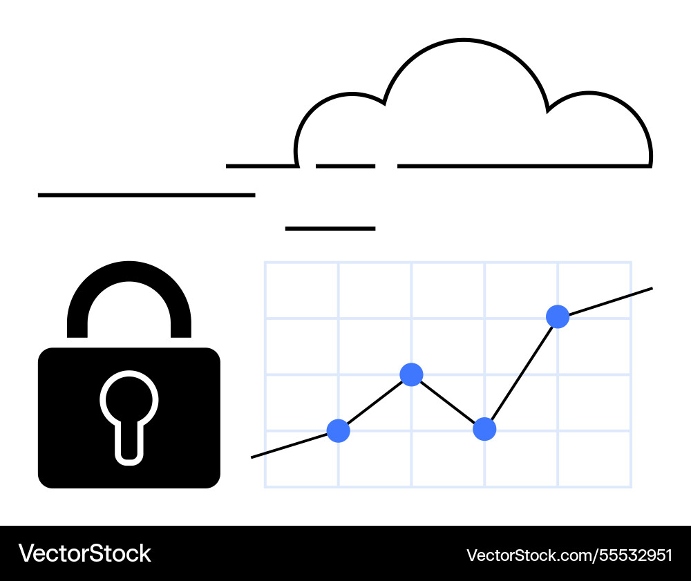Cloud security protecting data growth with lock Cloud security protecting data growth with lock vector image