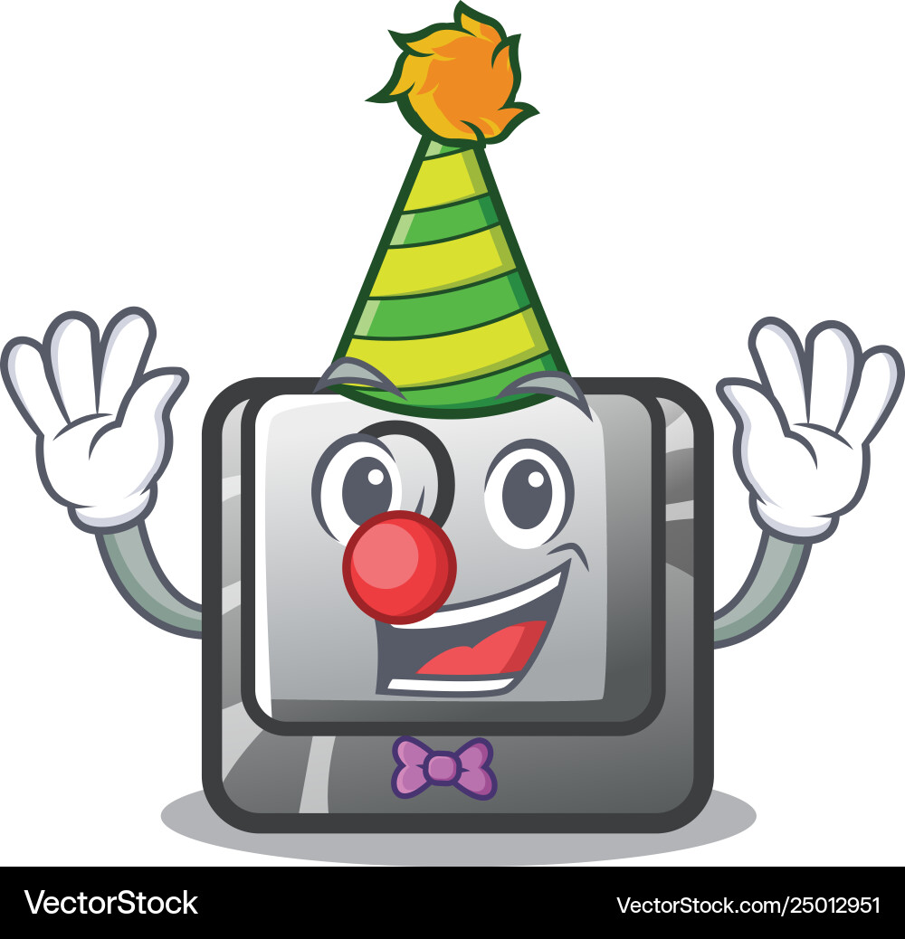 Clown o button installed on mascot computer Clown o button installed on mascot computer vector image