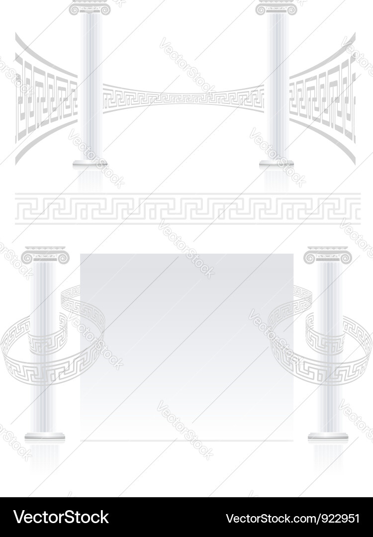 Ionic column with greek key pattern vector image