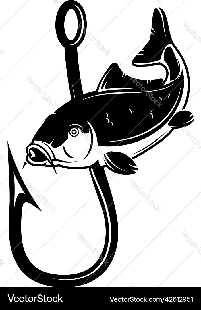 Karpfen und Angelhaken Designelement für Emblem Karpfen und Angelhaken Designelement für Emblem vektorbild