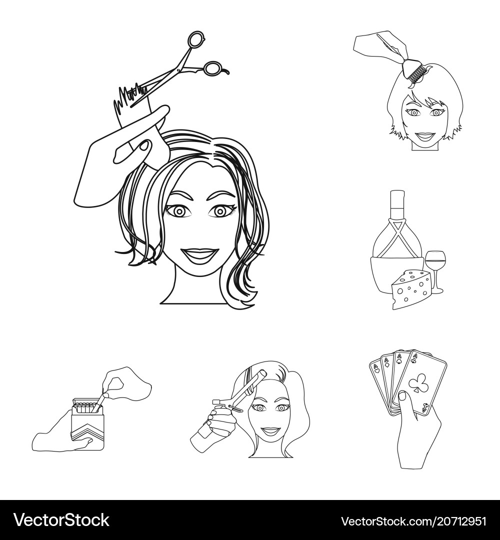 Manipulation by hands outline icons in set Vector Image