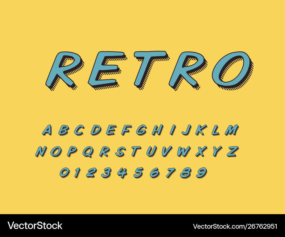 Retro font and alphabet stock Retro font and alphabet stock vector image