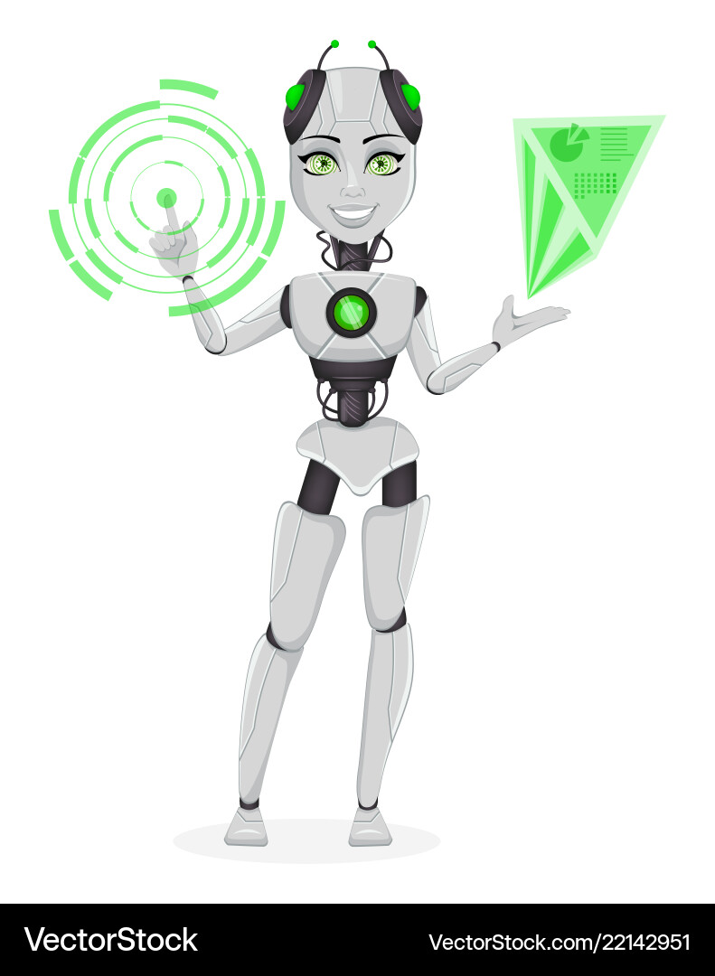 Robot with artificial intelligence female bot Robot with artificial intelligence female bot vector image