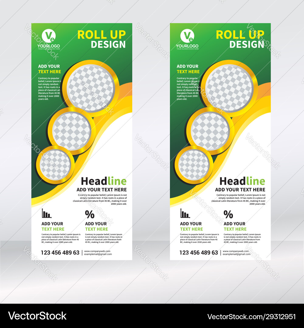 Roll up banner vertical design template Vector Image