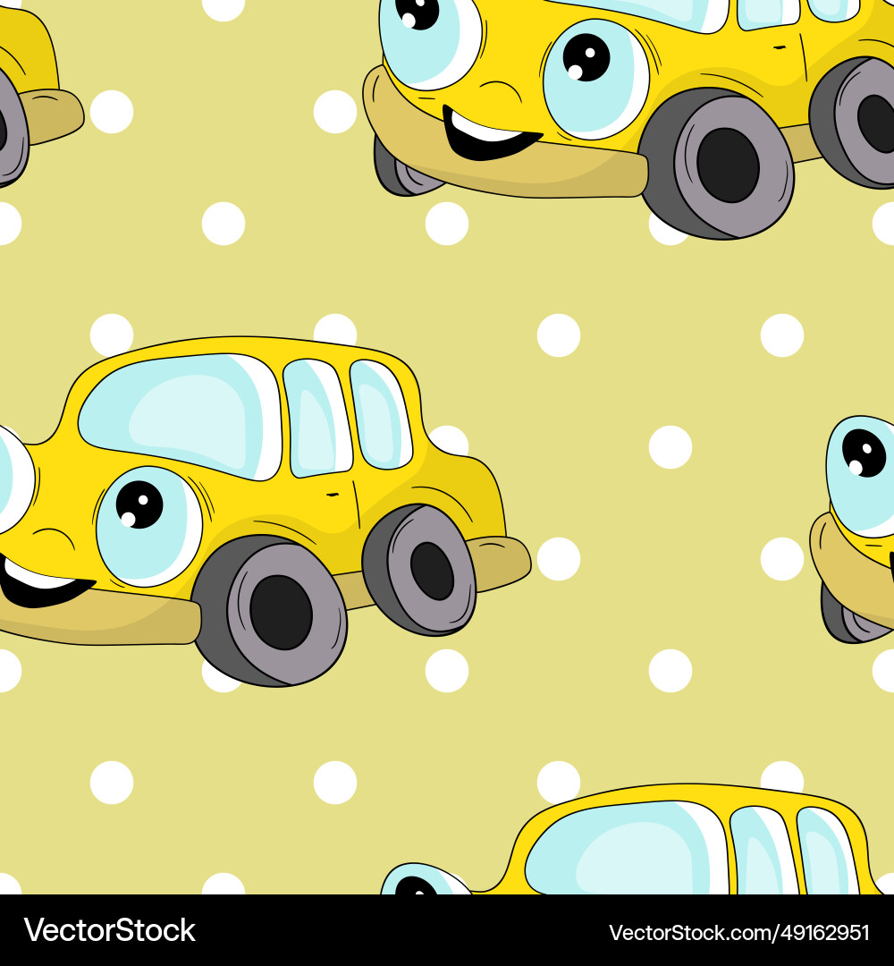 Seamless pattern with cute car on color background Seamless pattern with cute car on color background vector image