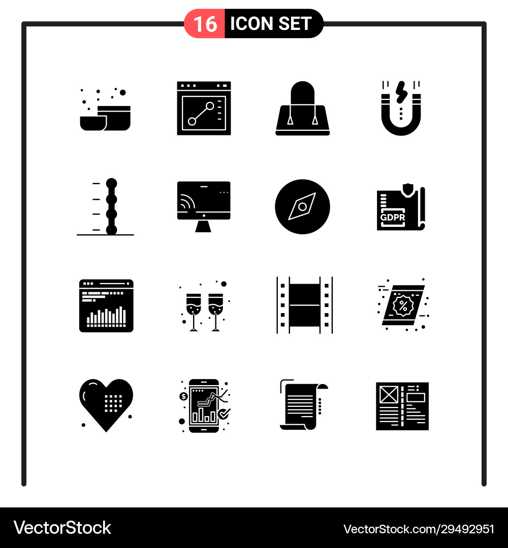 Set 16 solid style icons for web and mobile Vector Image