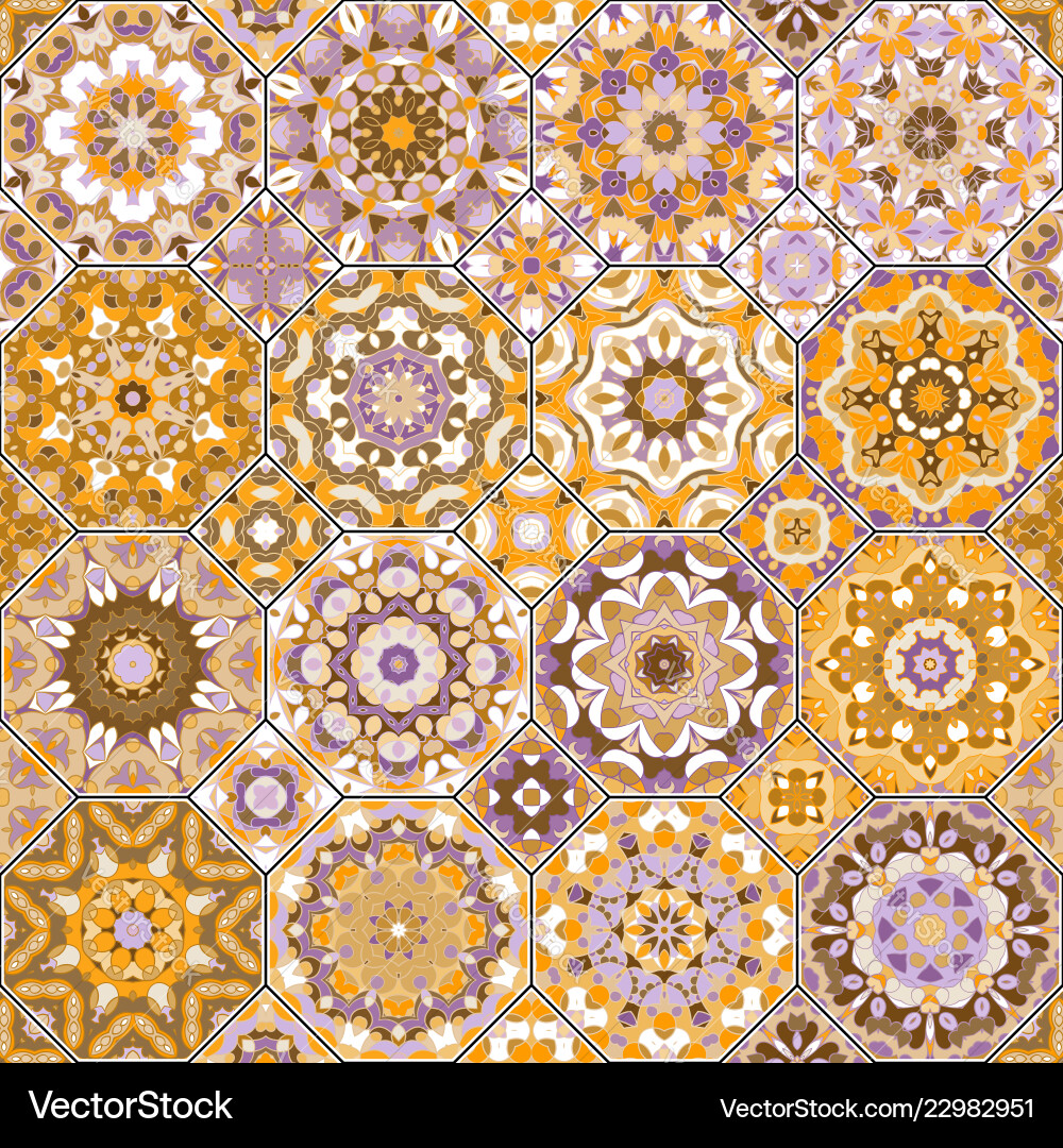 Set of octagonal and square patterns vector image