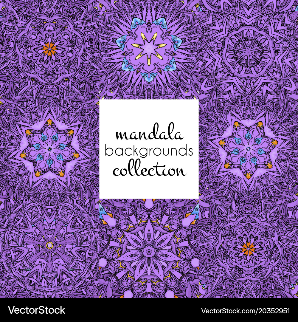 Set of seamless patterns in mandala style vector image