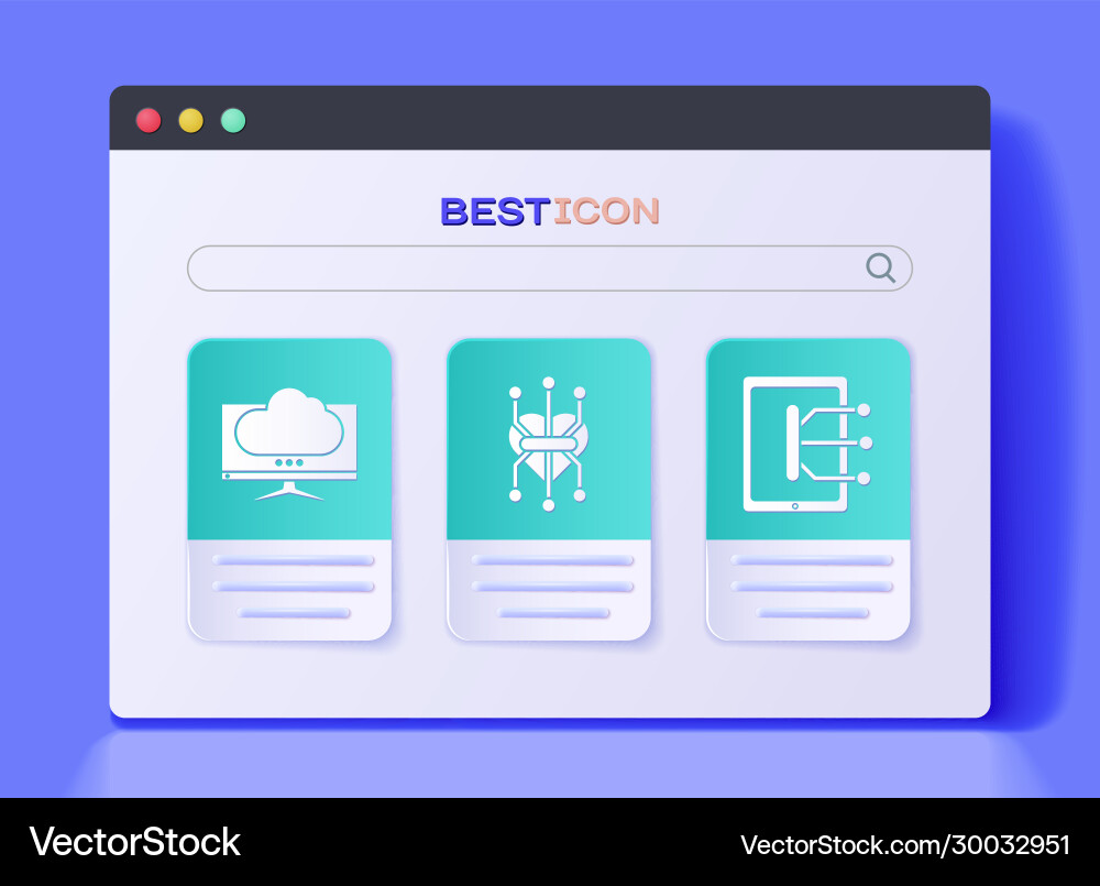 Set processor computer monitor screen and tablet Set processor computer monitor screen and tablet vector image