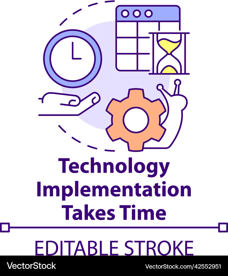 Technology implementation takes time concept icon Vector Image