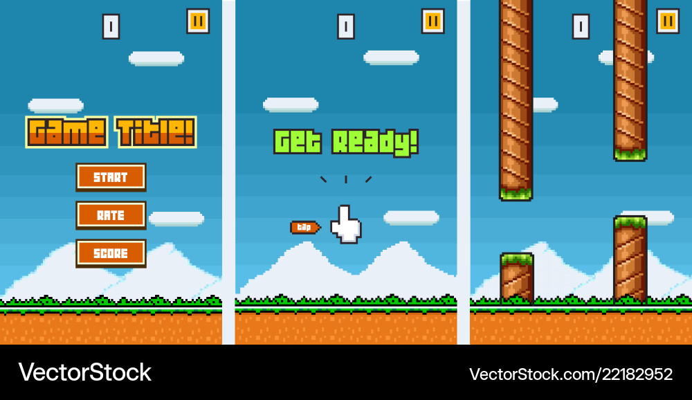 8bit platformer pixel art mobile game assets 8bit platformer pixel art mobile game assets vector image