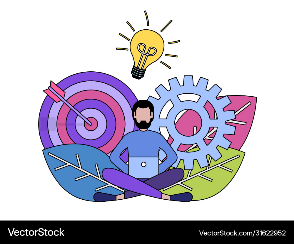 Computer user working at home brainstorming Computer user working at home brainstorming vector image