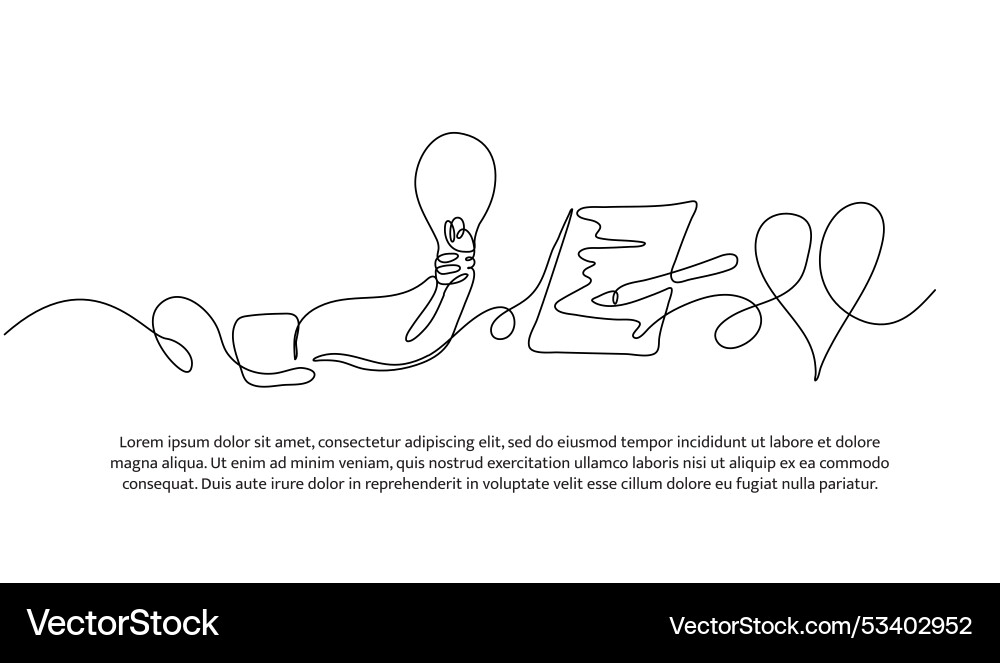 Continuous one line design of ideas for writing Continuous one line design of ideas for writing vector image