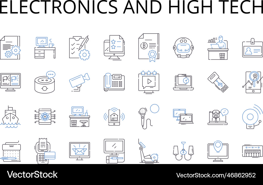 Electronics and high tech line icons collection Vector Image