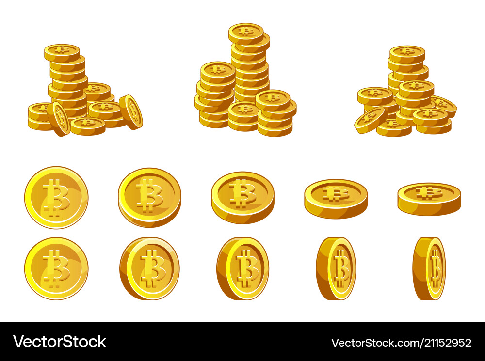Golden Bitcoin Coins Stack vector image