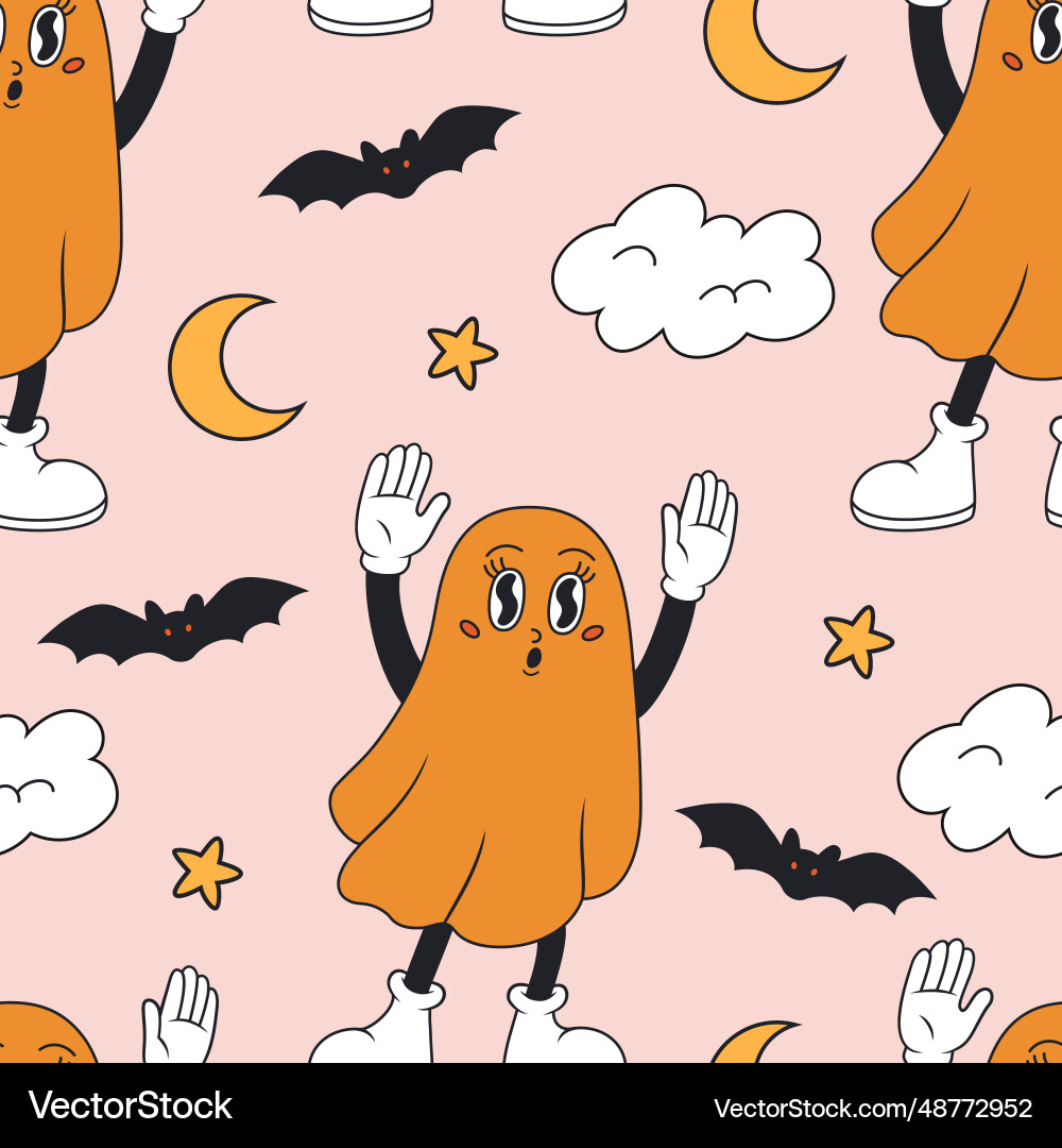 Groovy seamless pattern with ghost Groovy seamless pattern with ghost vector image
