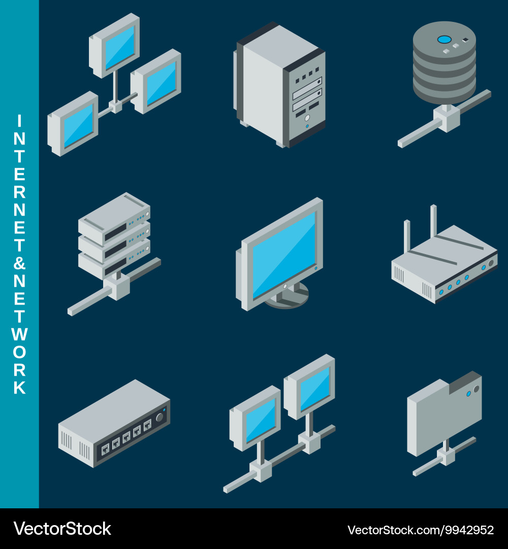 Internet and network equipment icons Royalty Free Vector