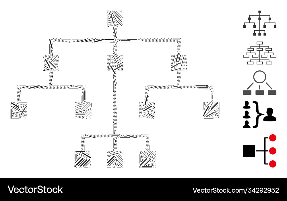 Line collage algorithmic tree icon Line collage algorithmic tree icon vector image