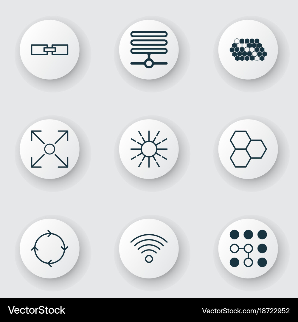 Machine icons set with information components vector image