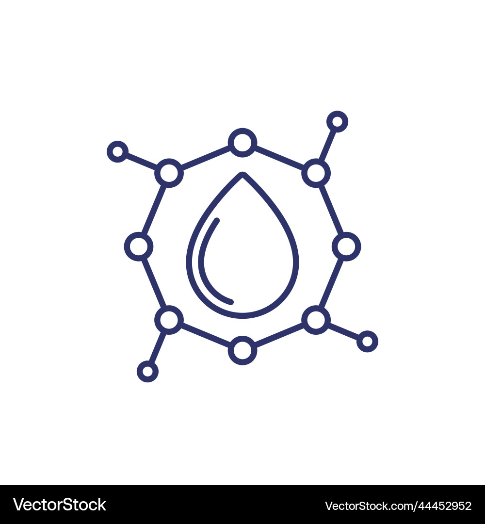 Nano particles line icon with a drop vector image