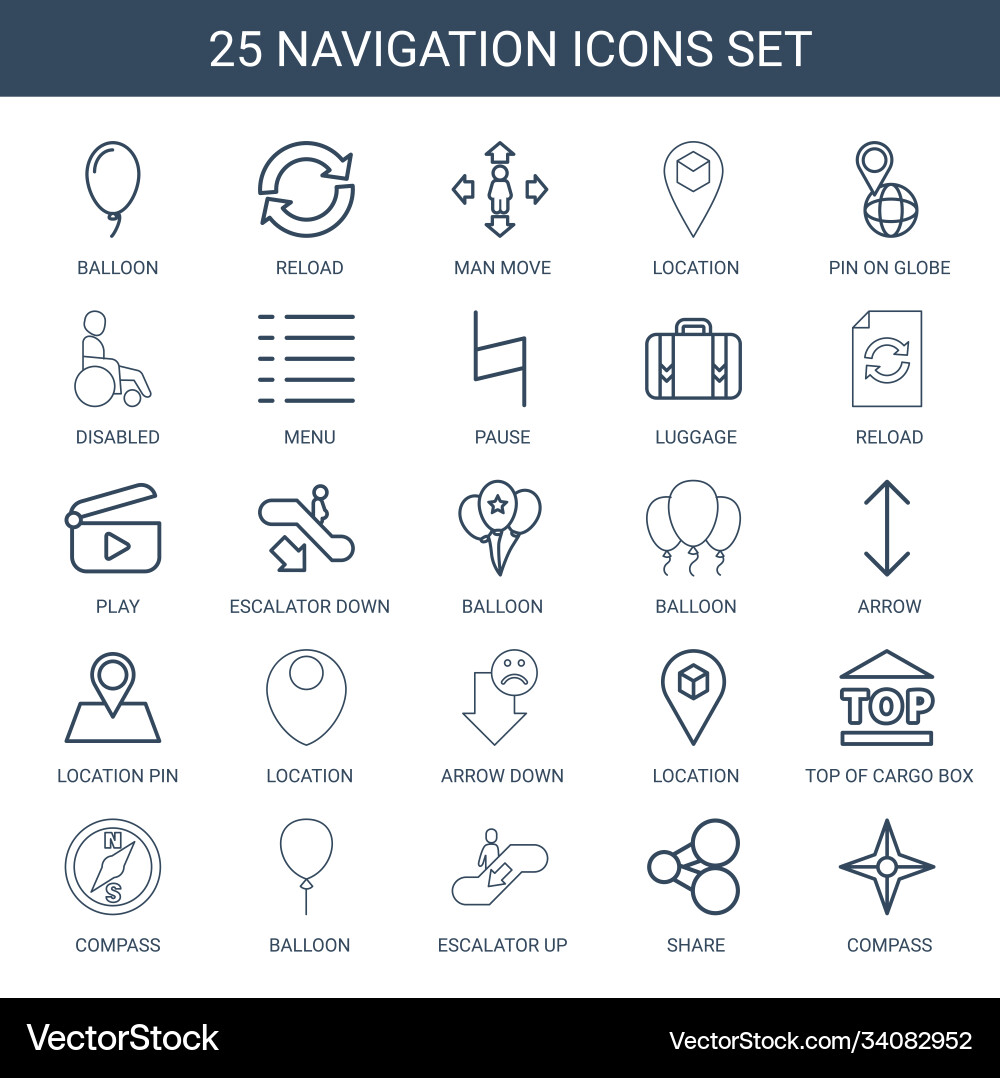 Navigation icons vector image