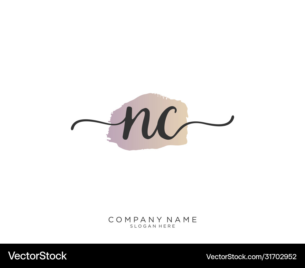 Nc initial handwriting logo design Nc initial handwriting logo design Vector Image