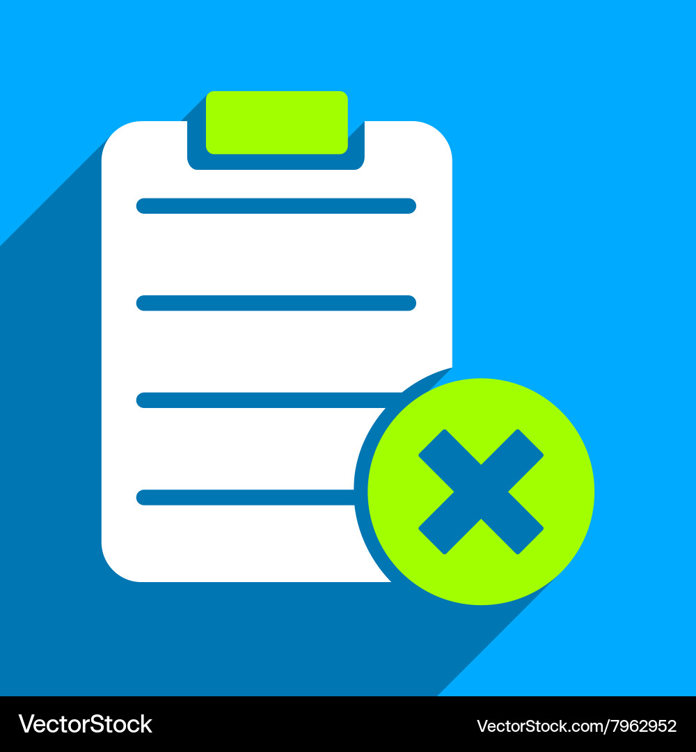 Reject form flat square icon with long shadow Vector Image