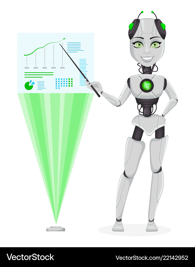 Robot with artificial intelligence female bot Robot with artificial intelligence female bot vector image