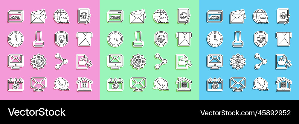 Set line house document and cursor envelope Set line house document and cursor envelope vector image
