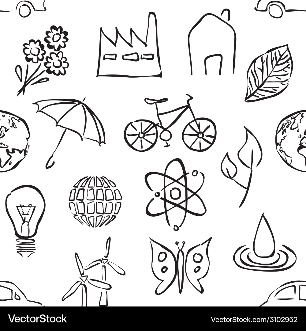 Sketch environment seamless pattern vector image